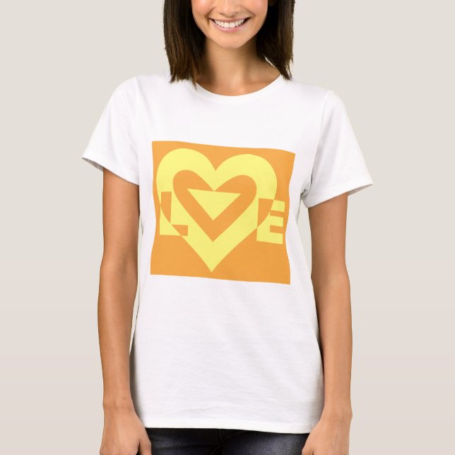 T-shirt Aimer Jaune sur Orange (Devant)