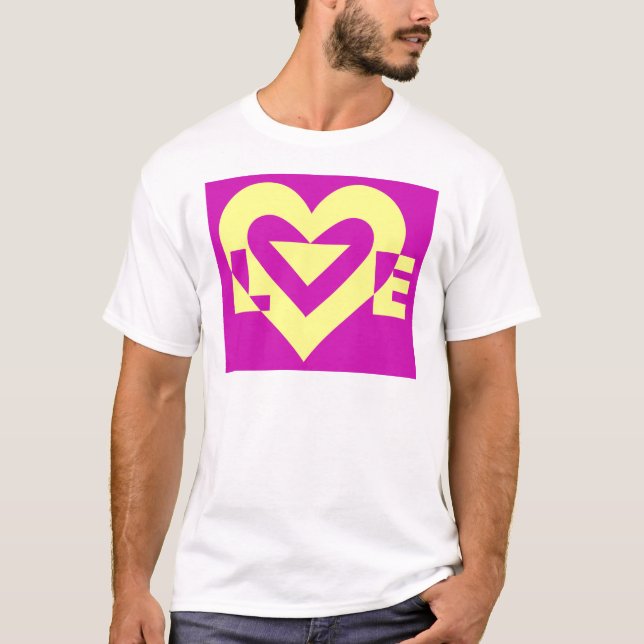 T-shirt Aimer Jaune sur violet (Devant)