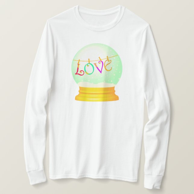 T-shirt Aimer la neige globe joli boho coloré (Design devant)