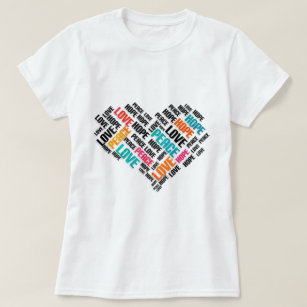 T-shirt AIMER LA PAIX ESPOIR Chic Word Cloud élégant