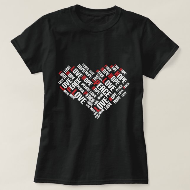 T-shirt AIMER LA PAIX ESPOIR Chic Word Cloud élégant (Design devant)