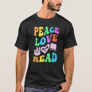 T-shirt AIMER LA PAIX LIRE Retro Enseignant d'alphabétisat