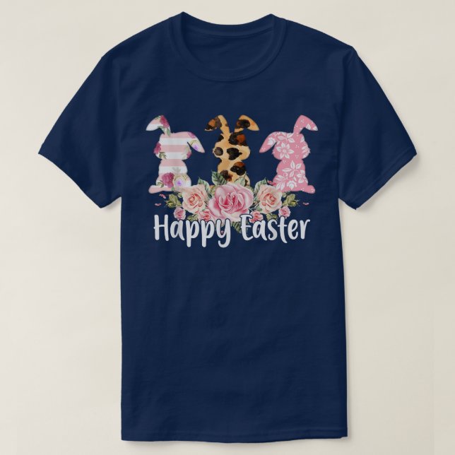 T-shirt Aimer lapin léopard peau lapin la fleur rose  (Design devant)