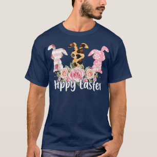 T-shirt Aimer lapin léopard peau lapin la fleur rose