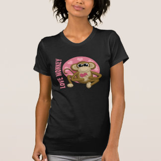 T-shirt Aimer le singe - Singe mignon avec coeurs roses T-