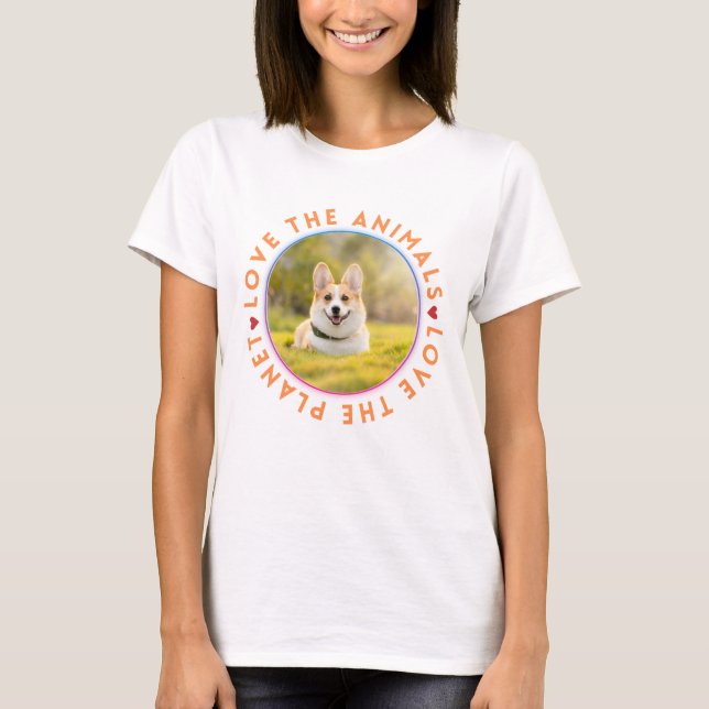 T-shirt Aimer les animaux Aimer la planète corgi (Devant)