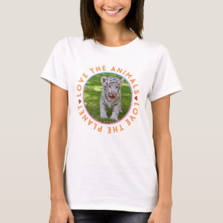 T-shirt Aimer les animaux Aimer la planète tigre blanc pet