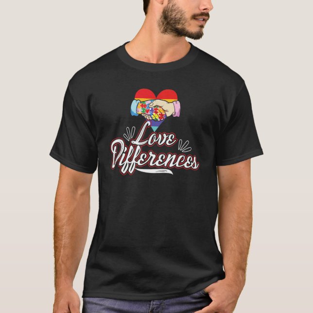 T-shirt Aimer les différences   Sensibilisation à l'autism (Devant)