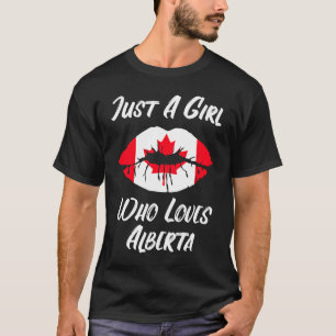T-shirt Aimer les lèvres et la bouche Drapeau canadien Alb