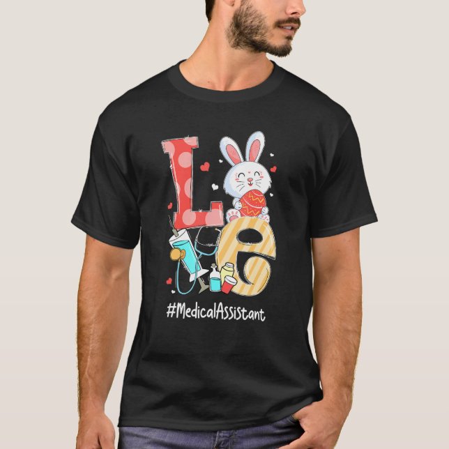 T-shirt Aimer Médicale Assistant Cute Easter Bunny Oeufs S (Devant)