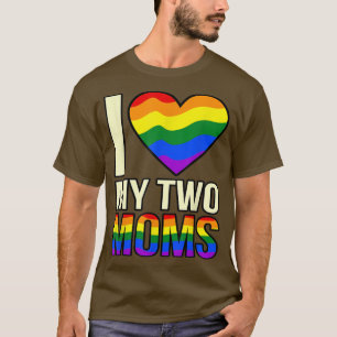T-shirt Aimer mes deux mamans Lesbiennes LGBTQ Mois de fie