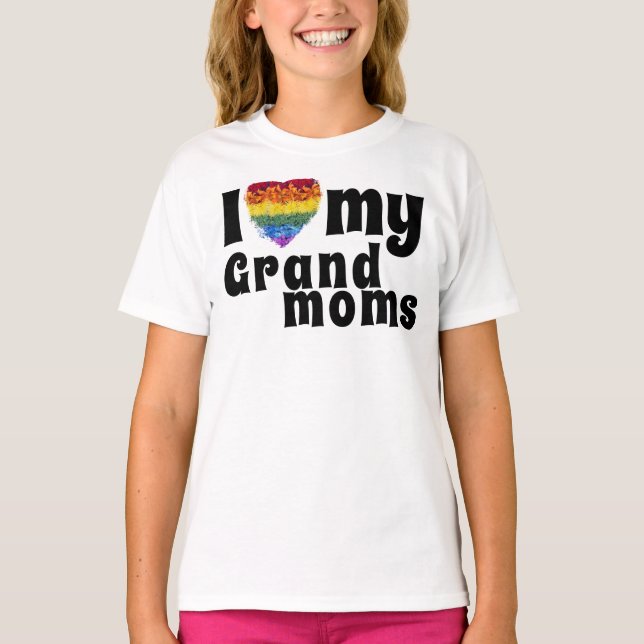 T-shirt Aimer mes grandes mamans forme coeur Fleurs de fie (Devant)