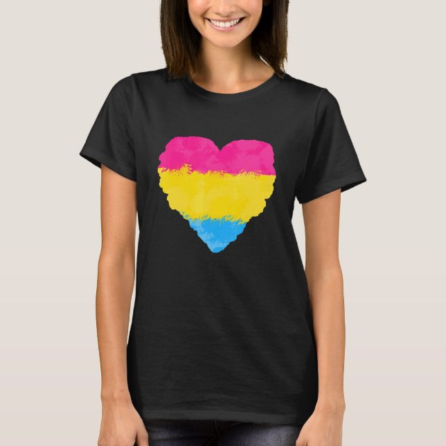 T-shirt Aimer mignon Le Drapeau Pansexuel Fierté Coeur Lgb (Devant)