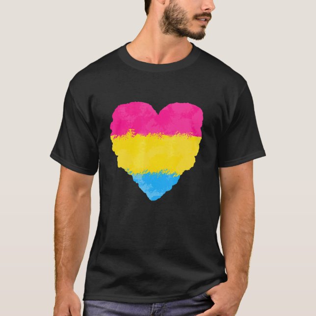 T-shirt Aimer mignon Le Drapeau Pansexuel Fierté Coeur Lgb (Devant)