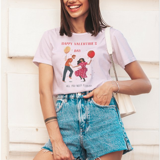 T-shirt Aimer mignon rose et rouge danseurs personnes vale (Créateur téléchargé)