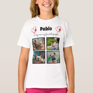 T-shirt Aimer mon chien - 4 photo collage customisé pour l