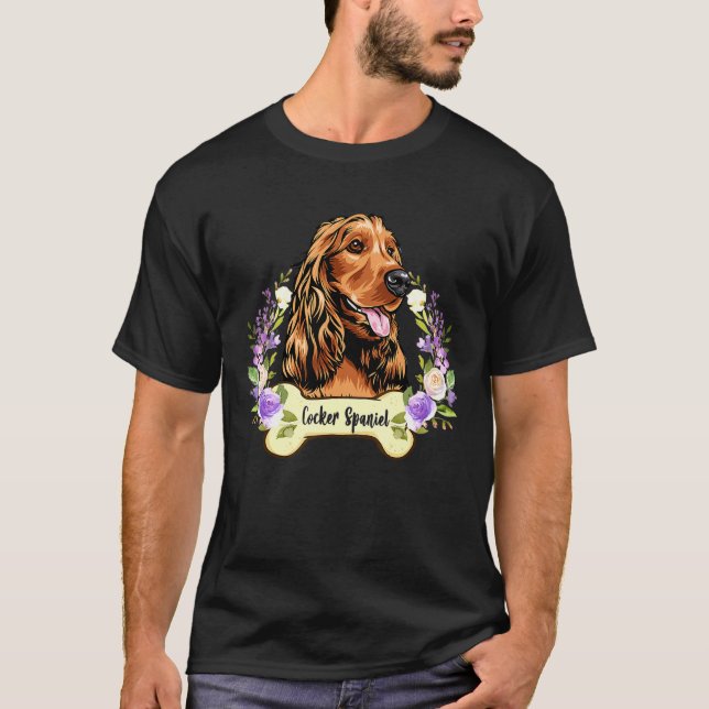 T-shirt Aimer Mon Cocker Spaniel Chien Floral (Devant)
