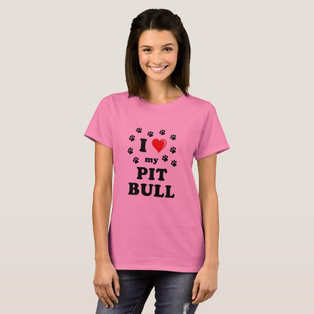 T-shirt Aimer Mon Pittbull (Devant entier)