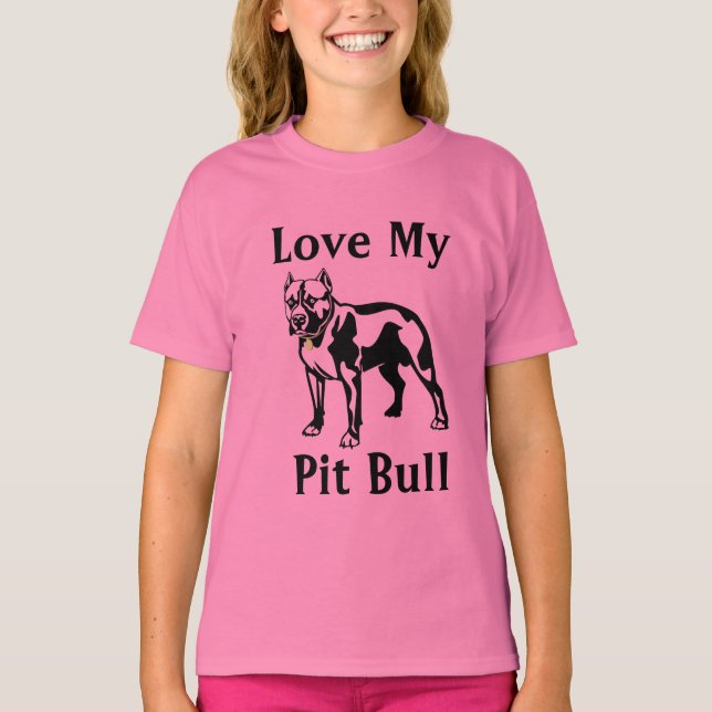 T-shirt Aimer My Pit Bull Girls Baby Doll Tee - shirt (Devant)