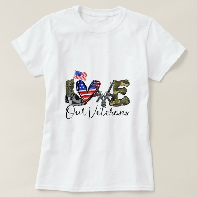 T-shirt Aimer nos anciens combattants US Cadeaux militaire (Design devant)