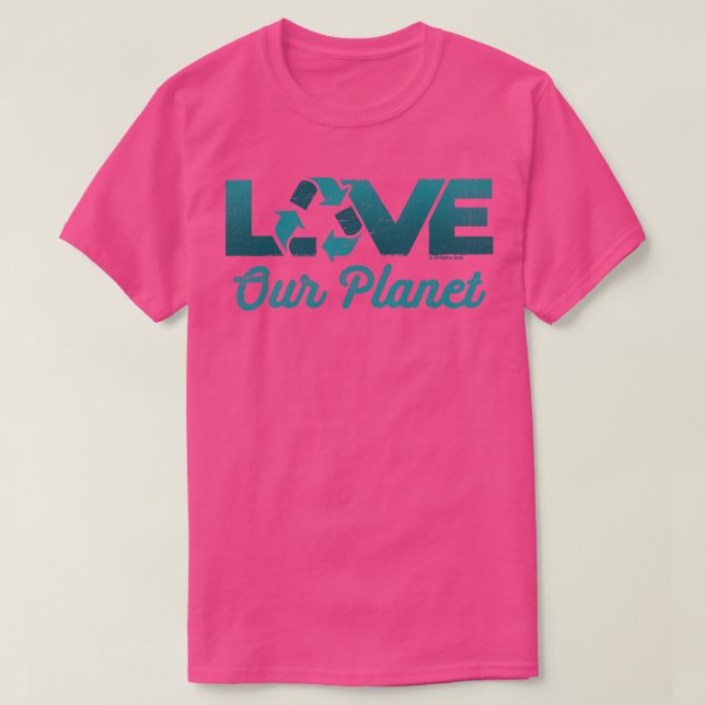 T-shirt Aimer Notre Planète Réutiliser Recycle en Sage Blu (Design devant)