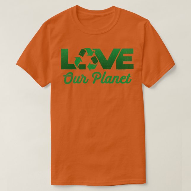 T-shirt Aimer Notre Planète Réutiliser Recycle en Vert (Design devant)