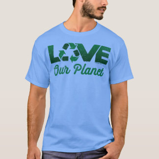 T-shirt Aimer Notre Planète Réutiliser Recycle en Vert For