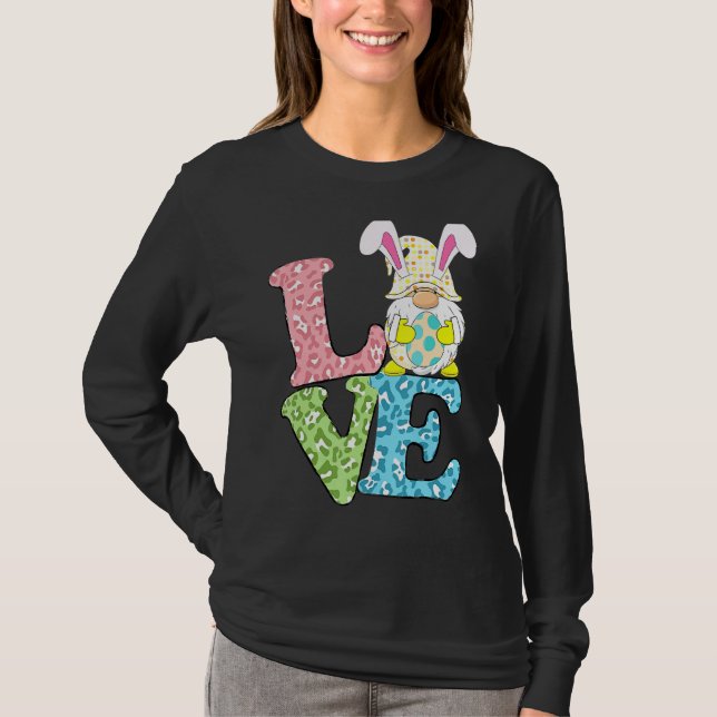 T-shirt Aimer Oeuf Lapin de Pâques Gnome (Devant)