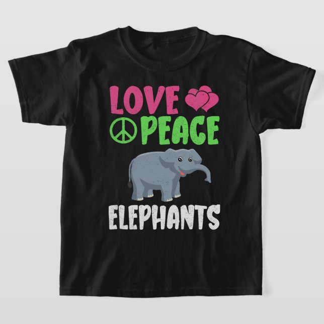 T-shirt Aimer Paix Eléphants Cute Zoo Animaux Eléphants (Poser)