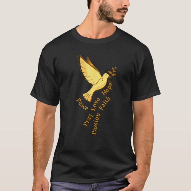 T-shirt Aimer Peace Hope Dove Avec Branche Olive (Devant)