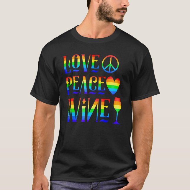 T-shirt Aimer Peace Vin Rainbow Fierté Tolerance LGBT (Devant)