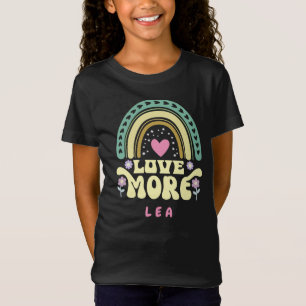 T-Shirt Aimer plus arc-en-ciel, fleurs, coeur, nom