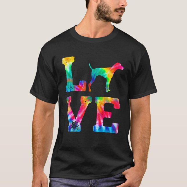 T-shirt Aimer Pointer Tie Dye Chien Maman Papa (Devant)