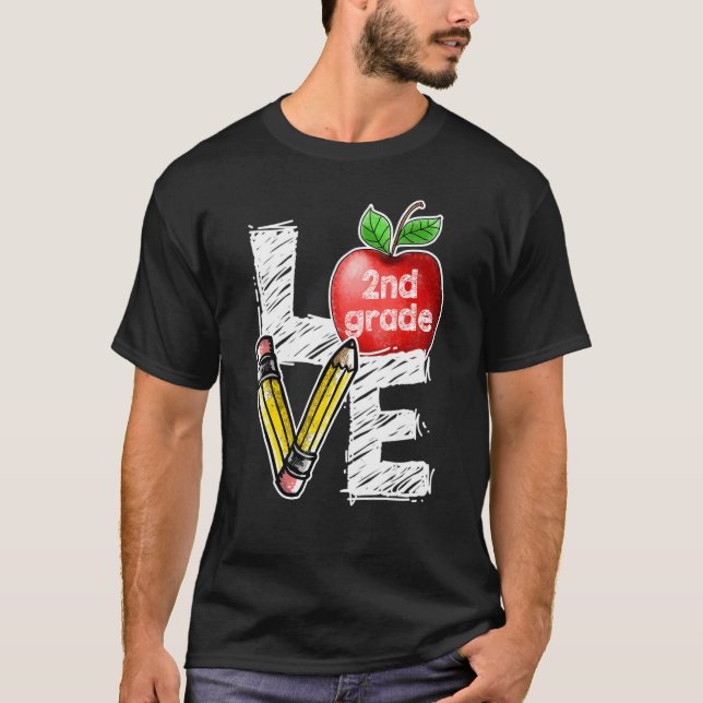T-shirt Aimer Pomme de 2e année Retour à l'école (Devant)