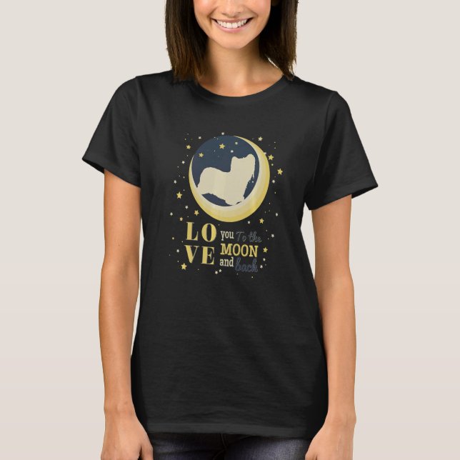 T-shirt Aimer Skye Terrier Chien À La Lune (Devant)