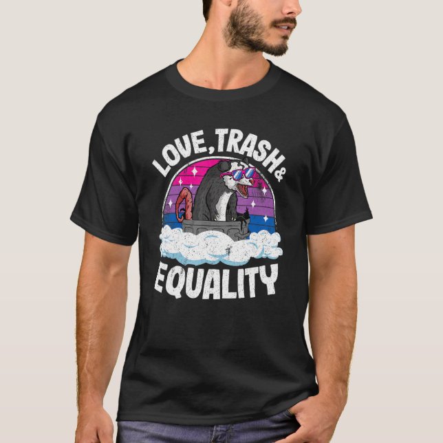 T-shirt Aimer Trash & Égalité Opossum Bisexual Drapeau Bi  (Devant)