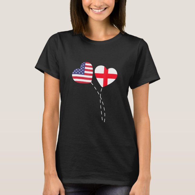 T-shirt Aimer Usa Angleterre Drapeau Coeur Anglais América (Devant)