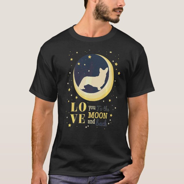 T-shirt Aimez Cardigan Welsh Corgi À La Lune (Devant)