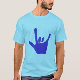 T-shirt Aimez la main, langue des signes, dans le bleu,