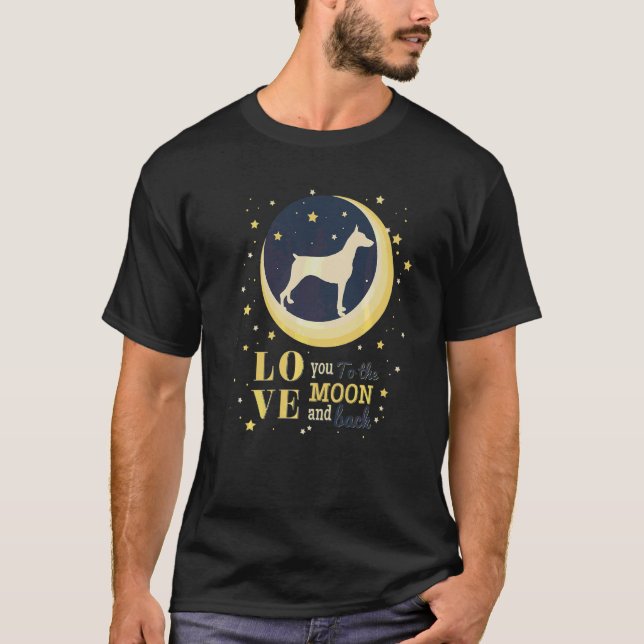 T-shirt Aimez Le Chien Dobermann À La Lune (Devant)