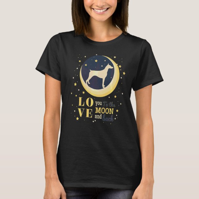 T-shirt Aimez Le Chien Dobermann À La Lune (Devant)