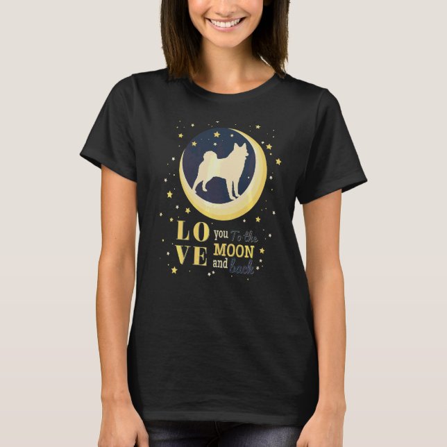 T-shirt Aimez Le Chien Norvégien Elkhound Sur La Lune (Devant)