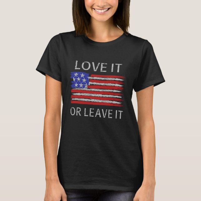 T-shirt Aimez-le ou laissez-le États-Unis Drapeau (Devant)