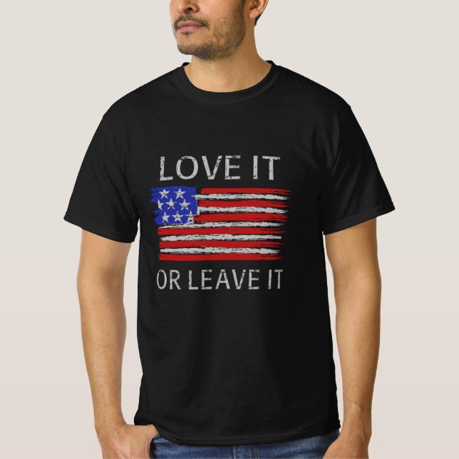 T-shirt Aimez-le ou laissez-le États-Unis Drapeau (Devant)