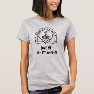 T-shirt Aimez Moi, Aimez Mon Jardin Cloche Verre Cœur