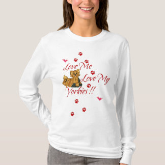 T-shirt Aimez-moi amour mon Yorkies ! !  Longue chemise de