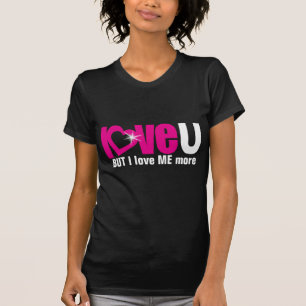 T-shirt "aimez U" MAIS je m'aime un dessus noir plus rose