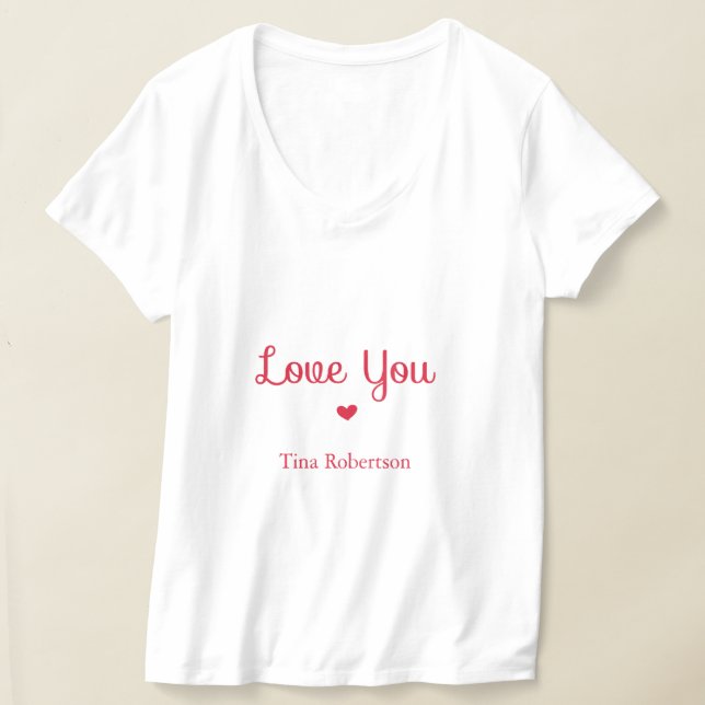 T-shirt Aimez-vous coeur rouge personnalisé blanc (Poser)