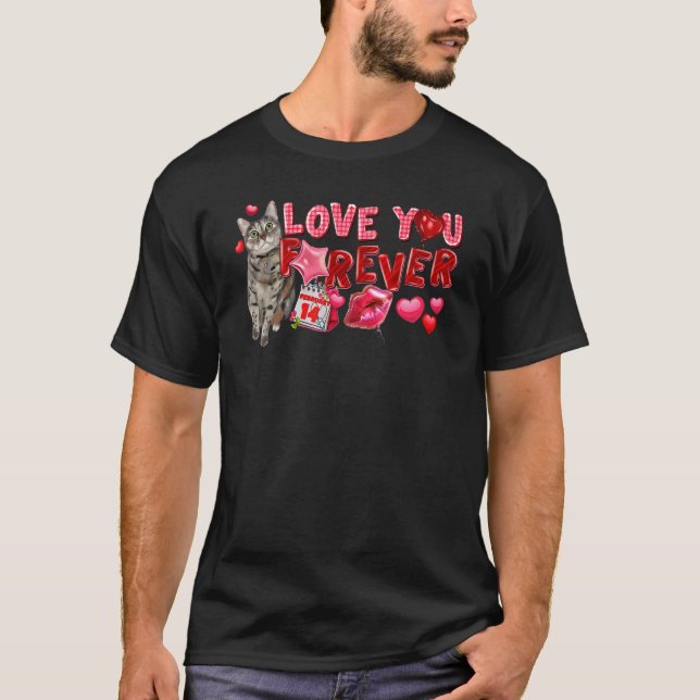 T-shirt Aimez-Vous Heureuse Sainte-Valentin Cute Cat Forev (Devant)