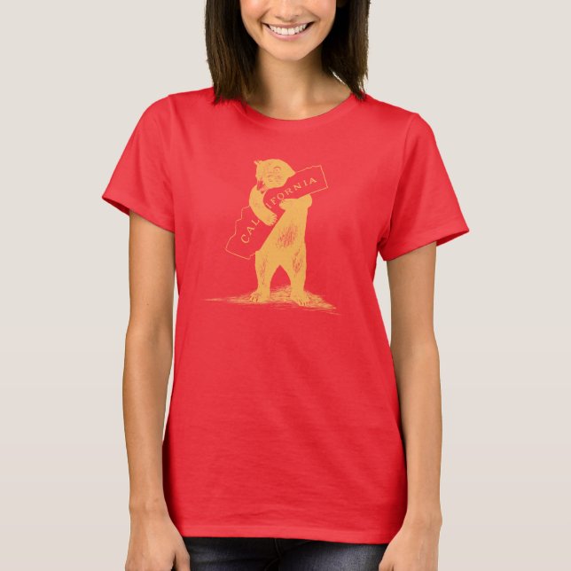 T-shirt Aimez-vous la Californie--Rouge et or (Devant)